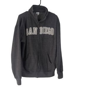 DBA Vintage 90s Men's Size Medium San Diego Grey Full Zip Sweater